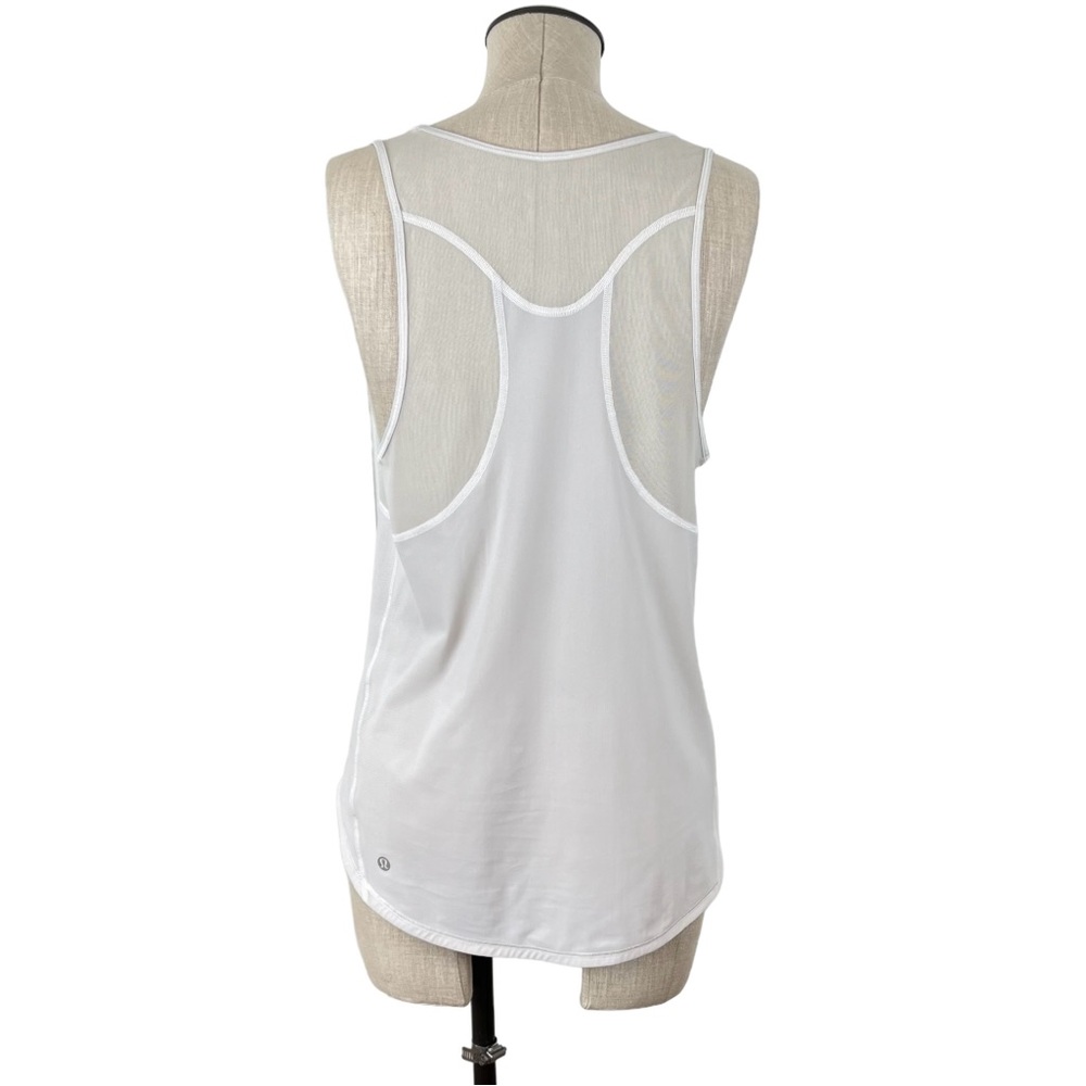 Lululemon Sculpt White/Grey Sleeveless  Mesh Sculpt II Tank Top Sz 6